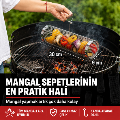 MangalSepet™ 360° Döner Izgara Sepeti